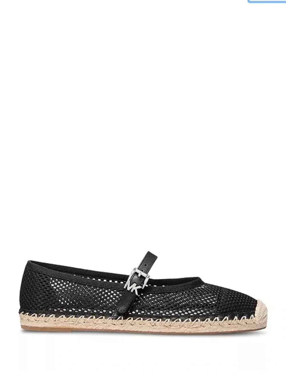 Michael Kors Black Mesh Espadrille Mary Jane with Natural Jute Trim